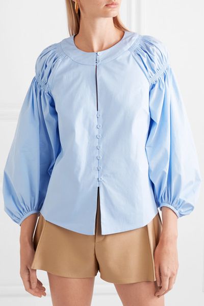 Margot Shirred Cotton Blend Blouse from Vilshenko