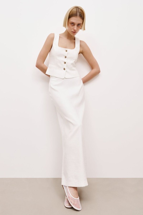 Mid Rise Linen Maxi Skirt from Because Of Alice