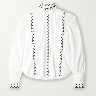 Pintucked Embroidered Cotton-Poplin Blouse from See By Chloe