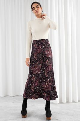 Flowy Paisley Satin Midi Skirt from & Other Stories