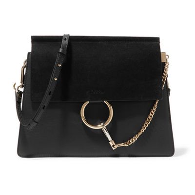 Faye Medium Leather and Suede Shoulder Bag