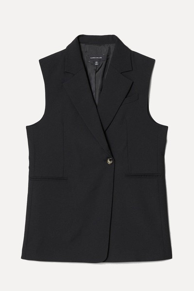 Wool Blend Asymmetric Wrap Sleeveless Jacket from Karen Millen