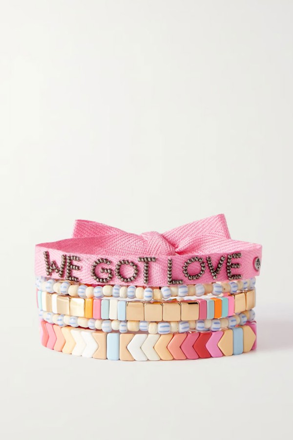 Set Of Five Enamel, Gold-Tone & Grosgrain Bracelets from Roxanne Assoulin