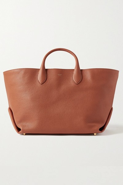 Envelope Pleat Medium Textured Leather Tote from Khaite