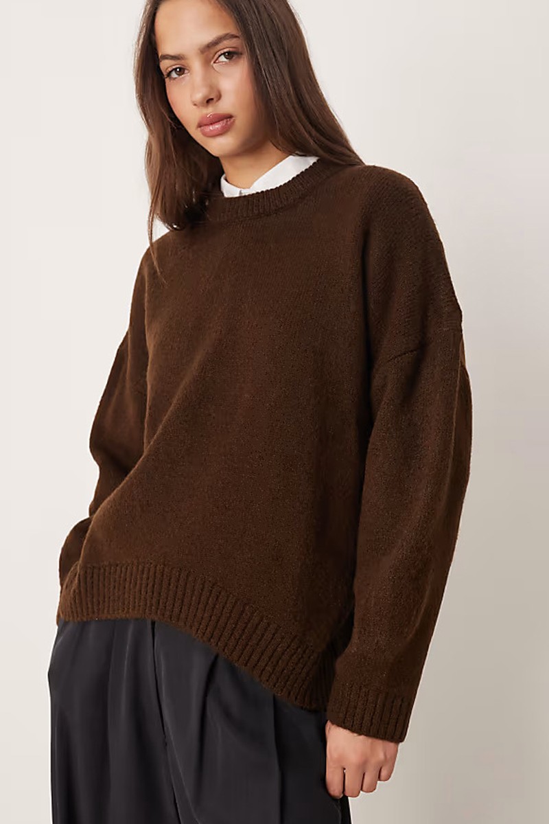 Oversized Crew Neck Jumper With Curved Hem from ASOS DESIGN