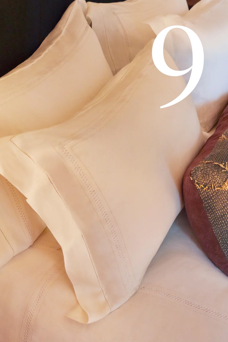 Diamond-Stitch Linen Super King-Size Bedding Collection from Volga Linen