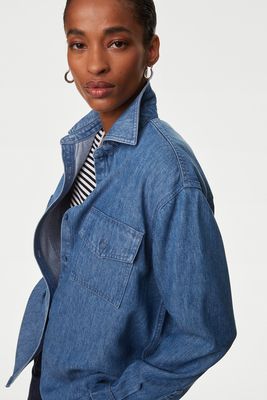 Lyocell™ Denim Collared Relaxed Shirt 