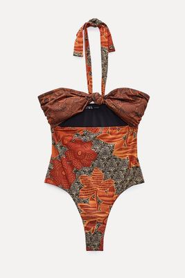 Printed Bandeau Swimsuit from Zara