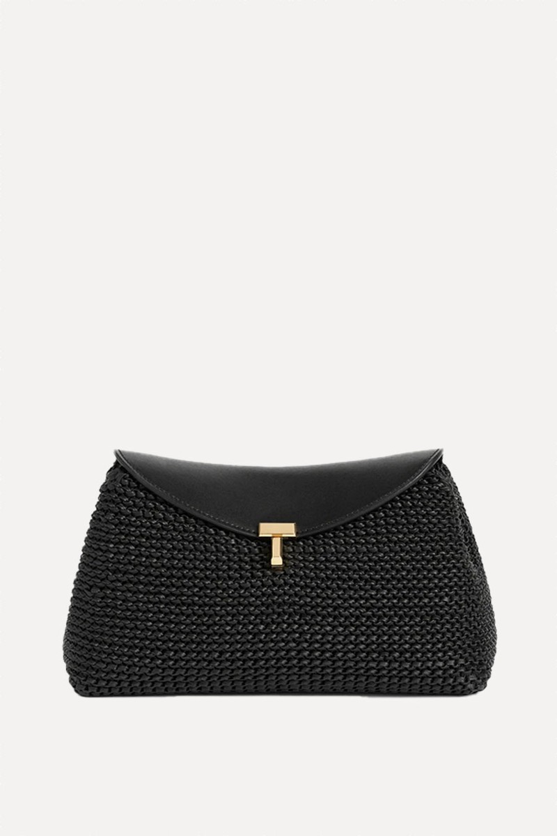 T-Lock Woven-Leather Clutch from Toteme