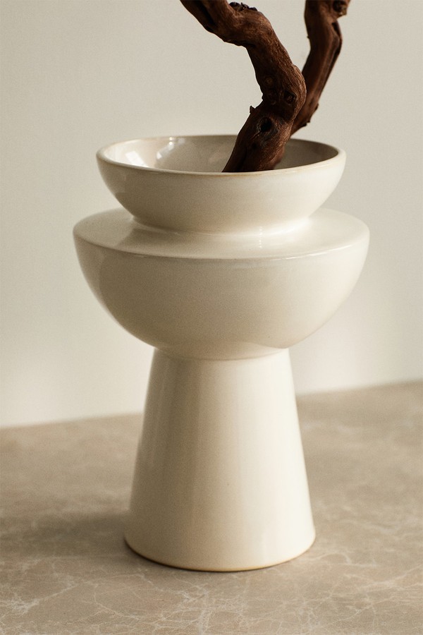 Large Tiered Stoneware Vase