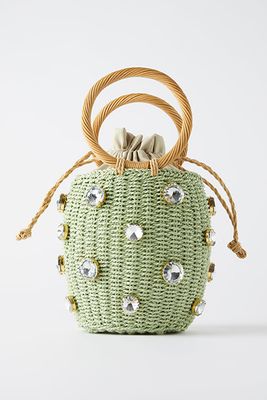 Basket Bag with Rhinestone Details from Zara