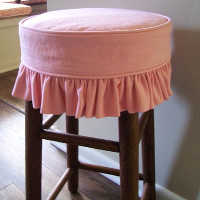 Round Bar Stool With Ruffled Skirt from Apple Cat Designs