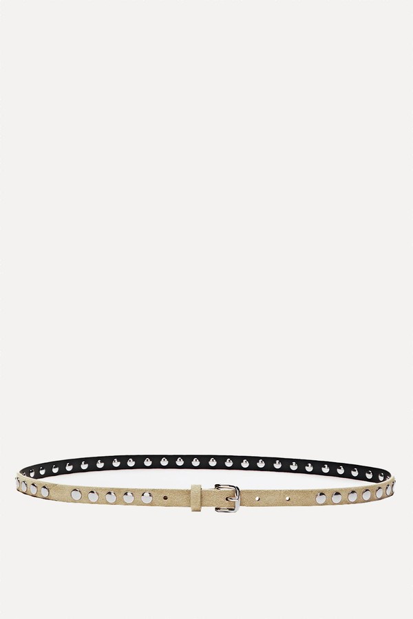 Thin Split Suede Belt With Studs from Massimo Dutti