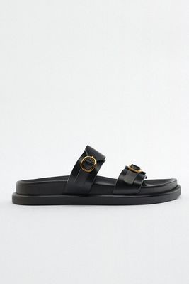 Flat Buckled Slider Sandals from Zara