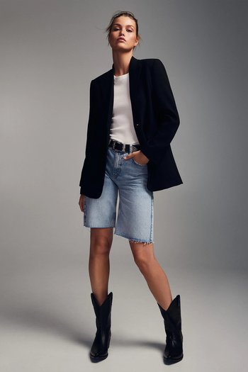 Denim Bermuda Shorts With Frayed Hem from Mango