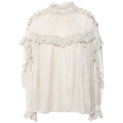 Utopia Ruffled Broderie Anglaise-Trimmed Mesh Blouse from Iro
