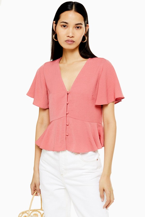 Button Down Short Sleeve Blouse