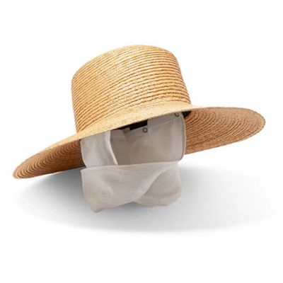Cotton Gauze-trimmed Straw Sunhat from Clyde