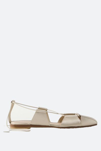 Beryl Greek Lace-Up Silk-Satin Ballet Flats from LE MONDE BERYL