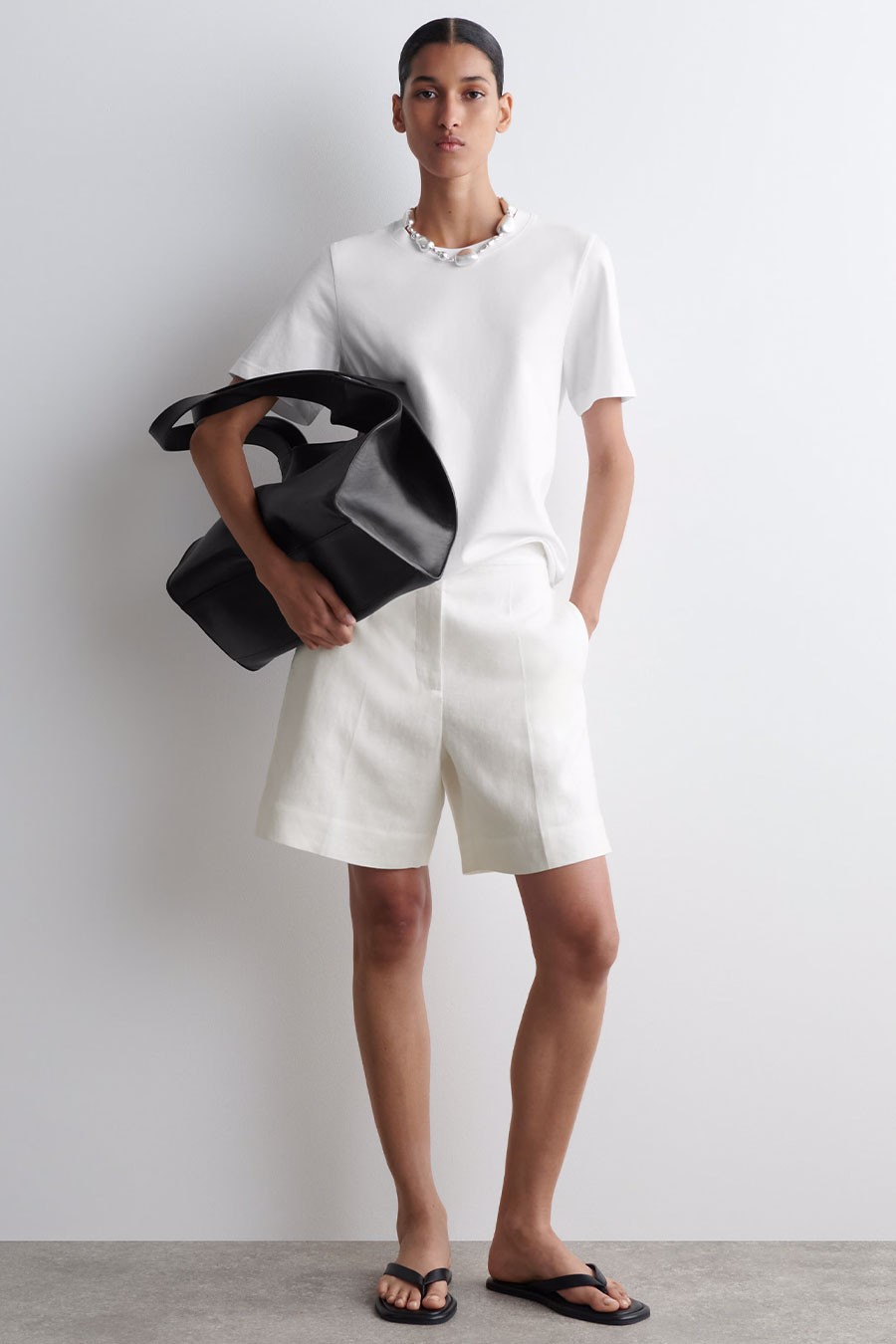 Tailored Elasticated Linen Shorts from COS