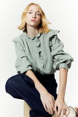 Frill-Trimmed Muslin Blouse from H&M