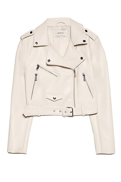 Basic Faux Leather Belted Jacke from Stradivarius