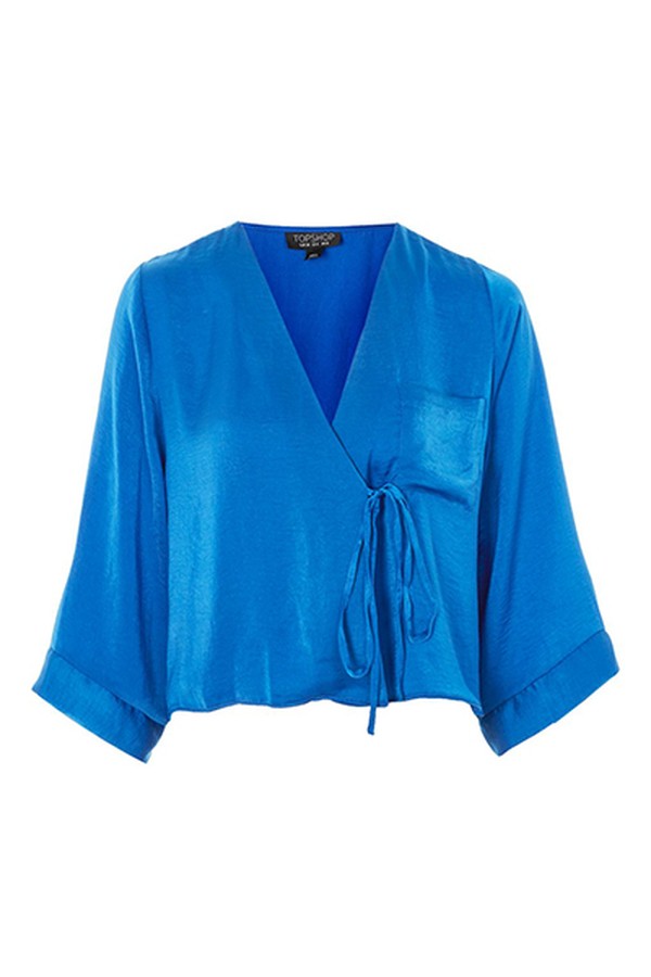 Satin Tie Wrap Blouse