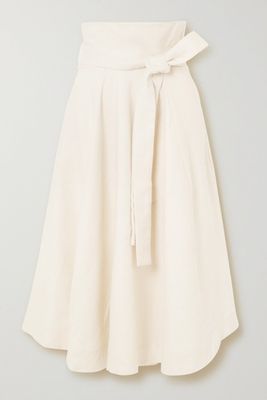 Asha Belted Linen-Blend Midi Skirt from Cult Gaia
