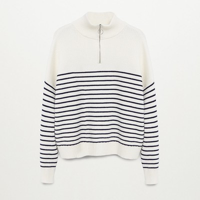 Striped Sweater With Zip from Mango