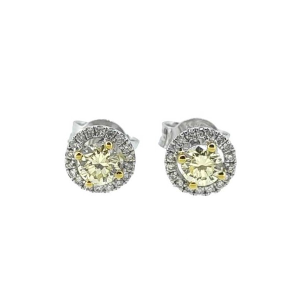 Pair Of Halo Style Diamond Ear Studs