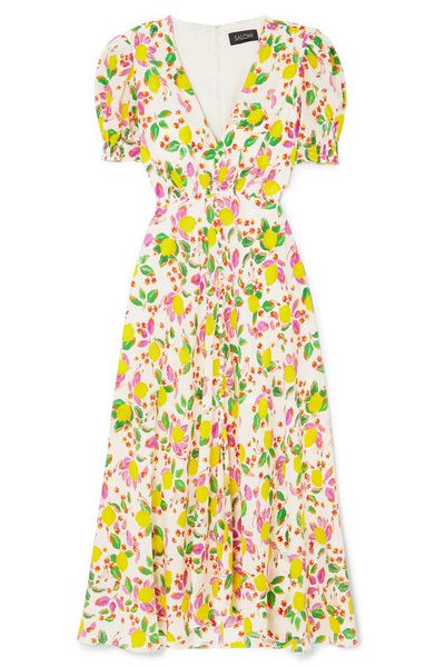 Lea Printed Silk Crepe De Chine Midi Dress from Saloni