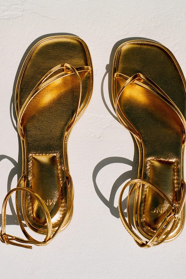 Metallic Strap Sandals from Mango