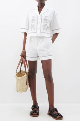 Riley Embroidered Cotton-Blend Shorts from Joseph