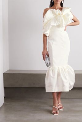 Tove One-Shoulder Ruffled Satin & Crepe Gown from Solace London