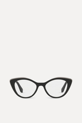 Logo-embossed Cat's-eye Acetate Optical Glasses  from Miu Miu 