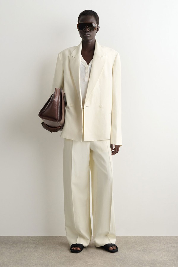 Linen-Blend Tuxedo Blazer from COS