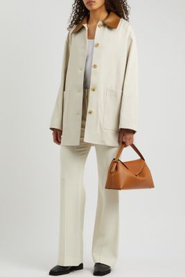 Leather-Trimmed Cotton Jacket from TOTÊME