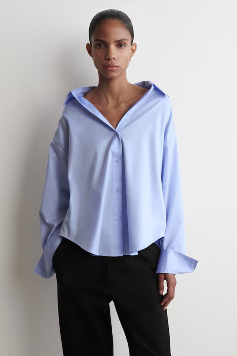 Open-Collar Cotton Shirt