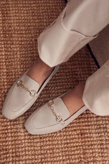 Camille Beige Leather Loafers from Mint Velvet