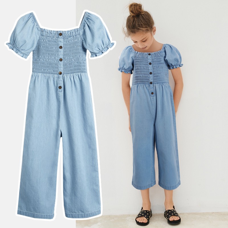 Denim Shirred Jumpsuit from Next