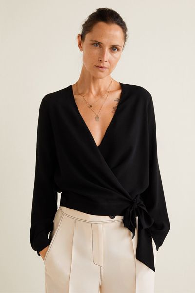 Linen Wrap Blouse from Mango