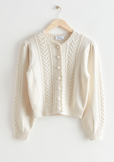 Cropped Cable Knit Cardigan from & Other Stories