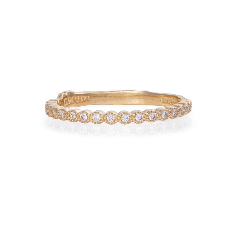 Solid Gold Edwardian Hawthorn Diamond Half Eternity Ring