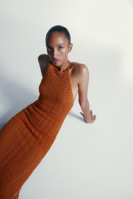 Long Crochet Knit Dress from Massimo Dutti