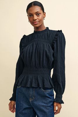 Cotton Blend Textured High Neck Blouse from Nobody's Child