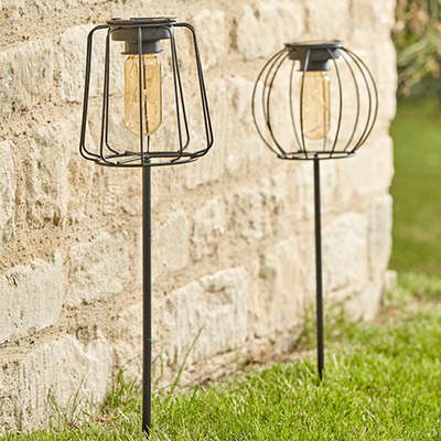Two Cage Solar Stake Lights from Cox & Cox