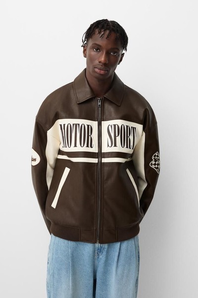 Faux Leather Bomber Jacket from Bershka