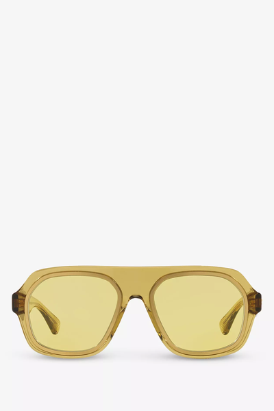 Rectangle-Frame Acetate Sunglasses from Bottega Veneta