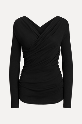 Ruched Asymmetrical Stretch Cotton Top from Ralph Lauren 