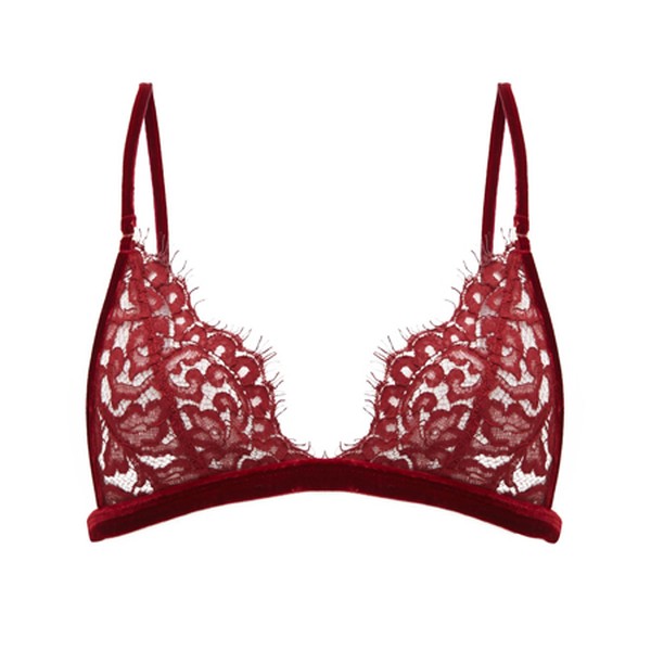Eugenia Leavers Lace & Velvet Triangle Bra from Coco De Mer